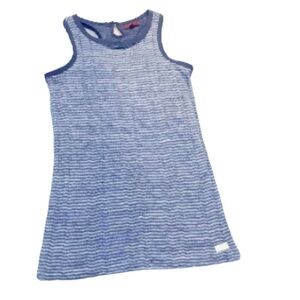 7 FOR ALL MANKIND Blue White Ribbed Racerback Tank Dress Lined Girls L 10-12